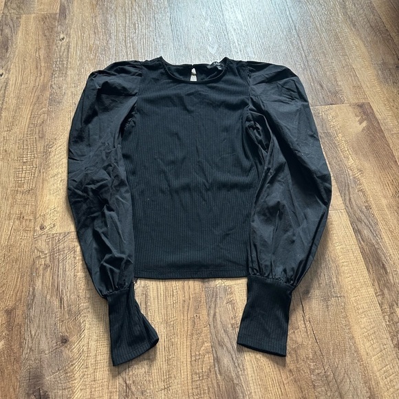 LULU’S Endless Inspiration Black Long Puff Sleeve Top - Picture 2 of 3